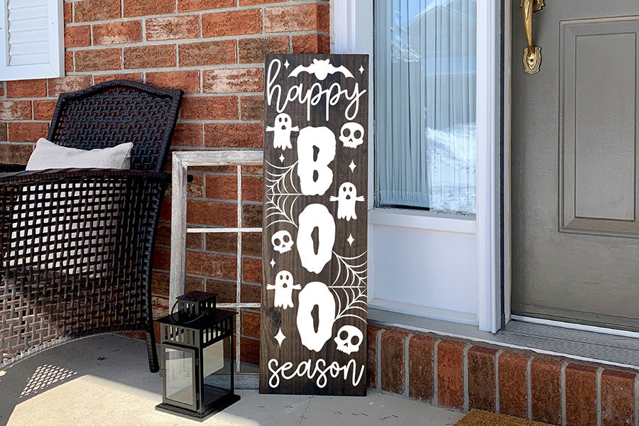 Happy Boo Season SVG - Halloween Porch Sign SVG