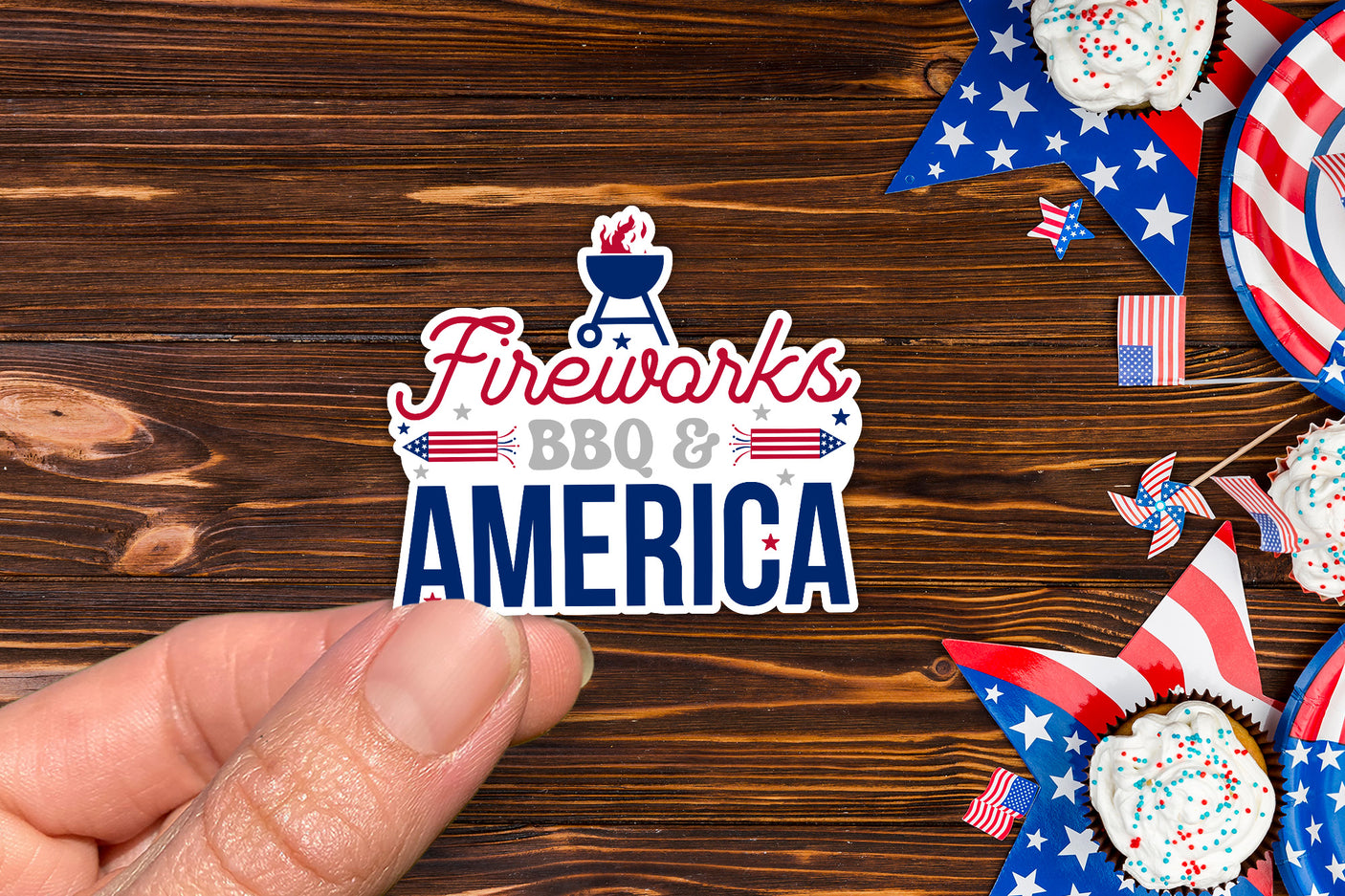 4th of July PNG Sticker | Fireworks BBQ & America
