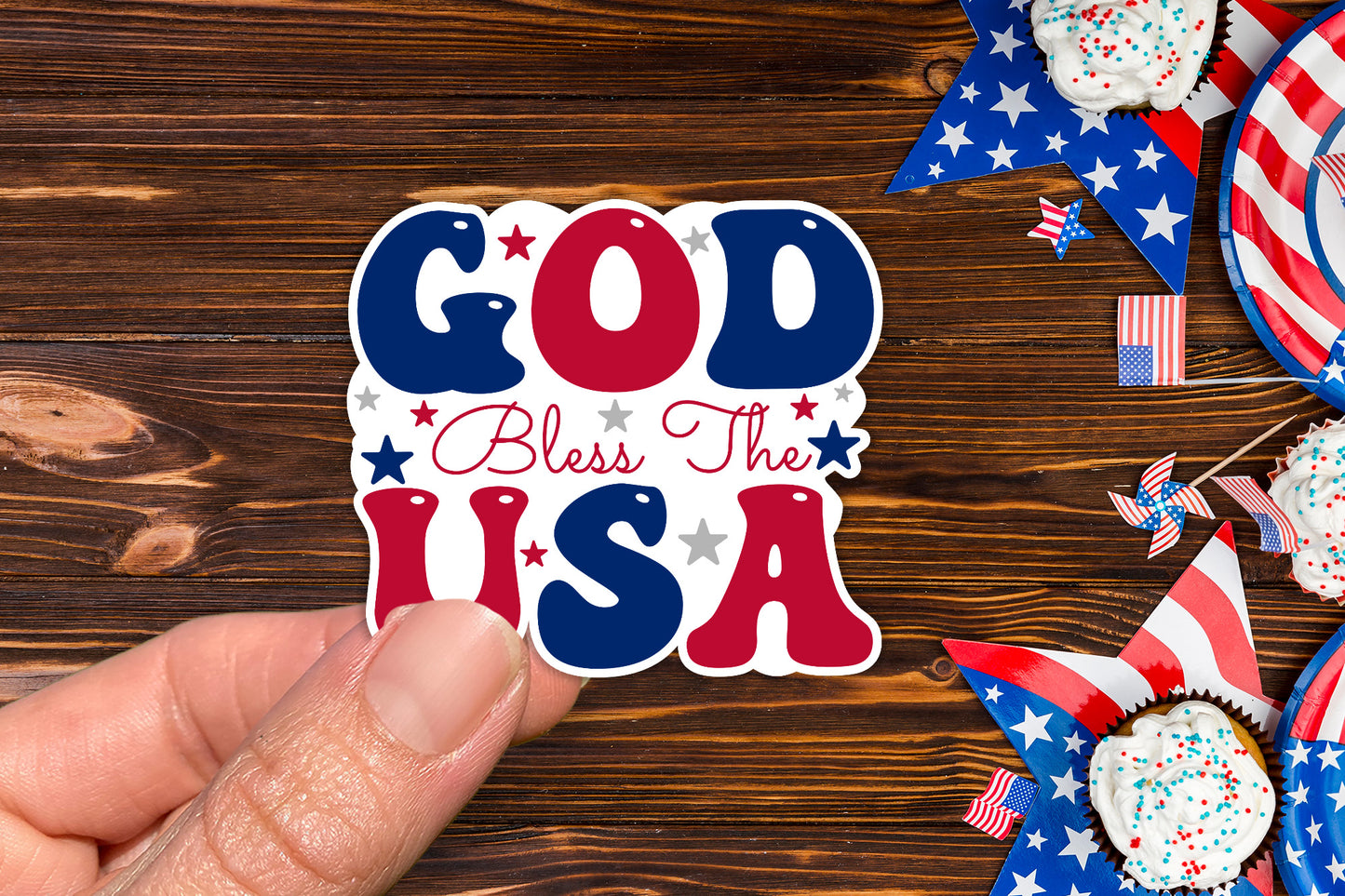 4th of July Sticker, God Bless the USA