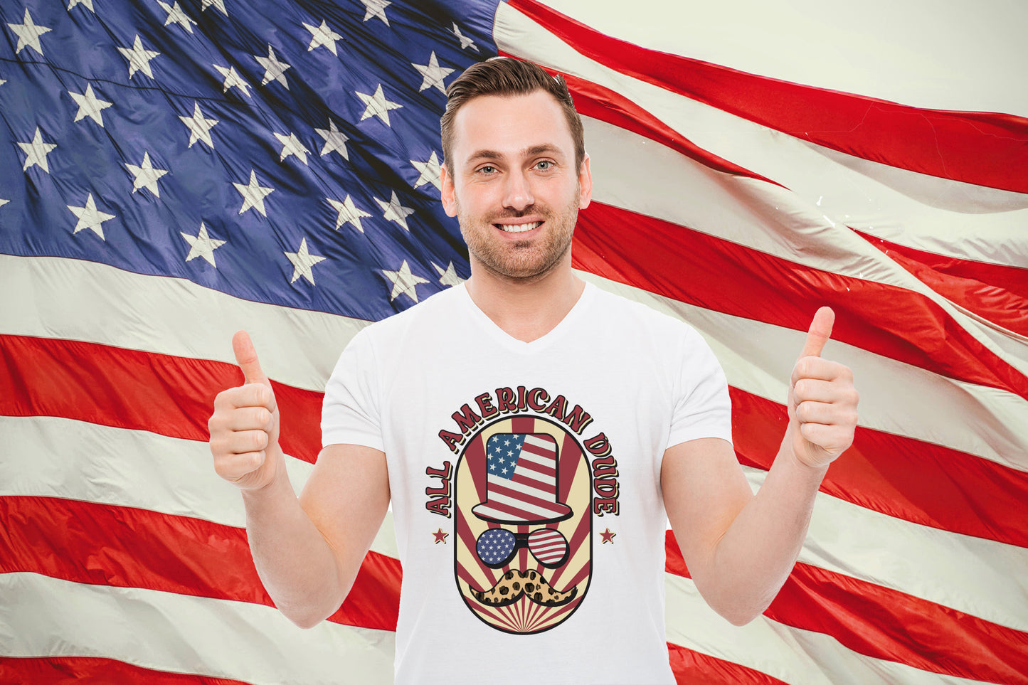 4th of July Retro Sublimation -  All American Dude PNG