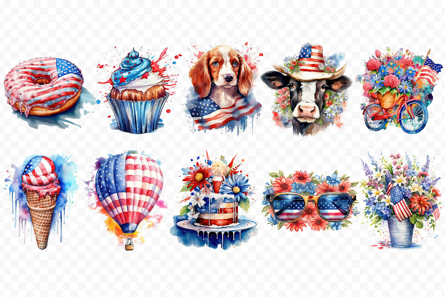 4th of July Sublimation Clipart Bundle PNG