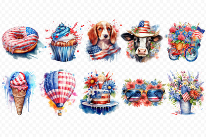 4th of July Sublimation Clipart Bundle PNG