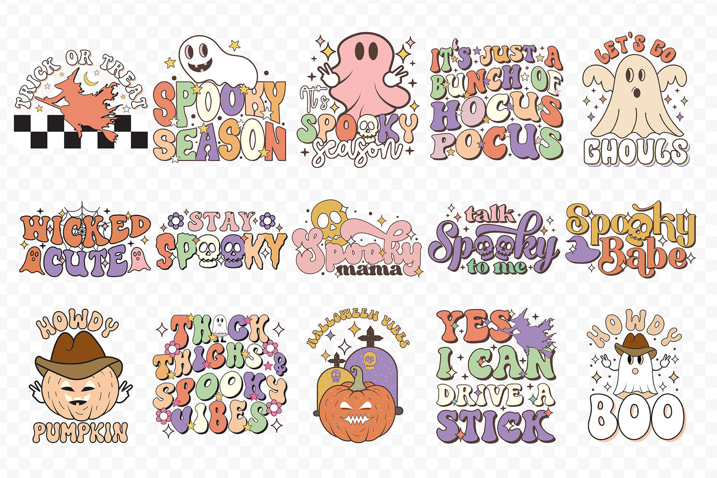 Retro Halloween Sublimation Bundle, Retro Halloween Bundle PNG