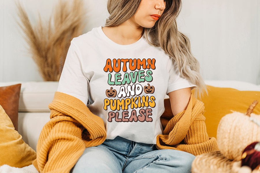 Autumn Leaves and Pumpkins Please PNG Sublimation