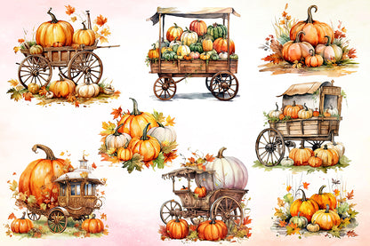 Watercolor Pumpkin Sublimation Clipart Bundle