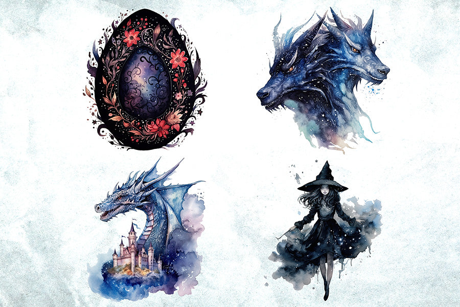 Dark Fairytale Watercolor Sublimation Bundle