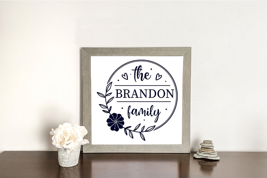 Family Name Monogram SVG - Floral Frame SVG