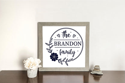 Family Name Monogram SVG - Floral Frame SVG