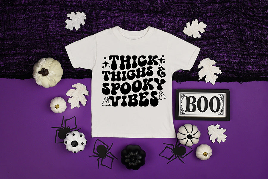 Thick Thighs & Spooky Vibes - Retro Halloween SVG