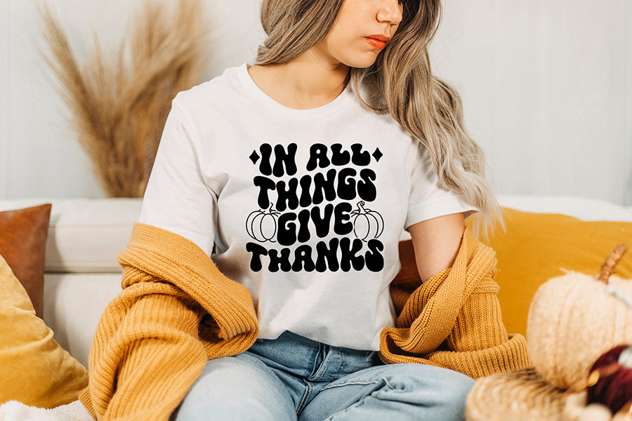 In All Things Give Thanks Retro SVG