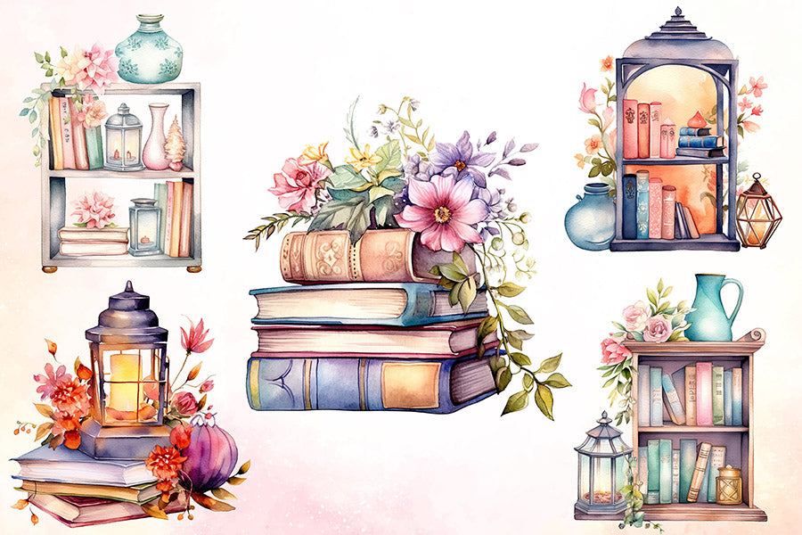 Watercolor Fantasy Bookshelf Sublimation Bundle