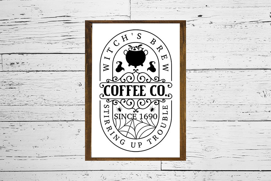 Witch's Brew Coffee Co, Vintage Halloween Sign SVG