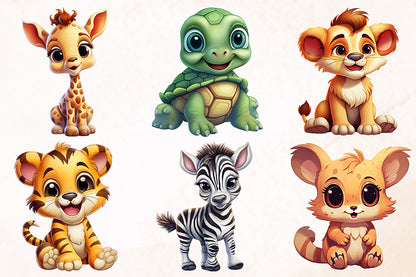 Cute Baby Animal Sublimation Clipart Bundle