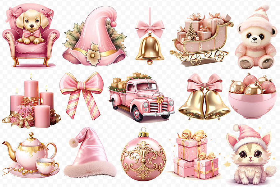 Pink Christmas Sublimation Clipart