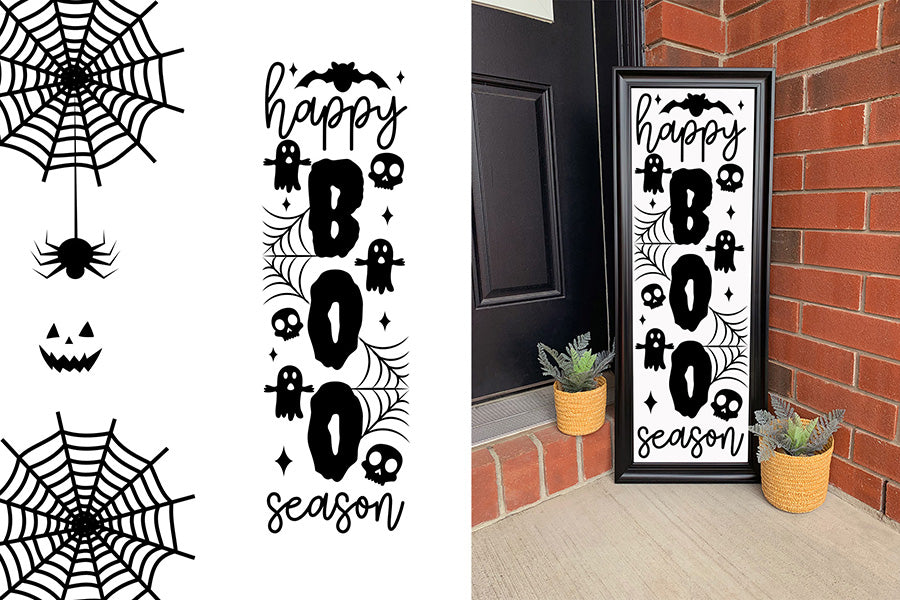 Happy Boo Season SVG - Halloween Porch Sign SVG