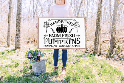 Vintage Fall Sign SVG, Handpicked Farm Fresh Pumpkins