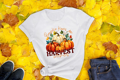 Pumpkin Kisses and Harvest Wishes - Thanksgiving PNG