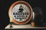 Haunted House Cut File, Halloween Round Sign SVG
