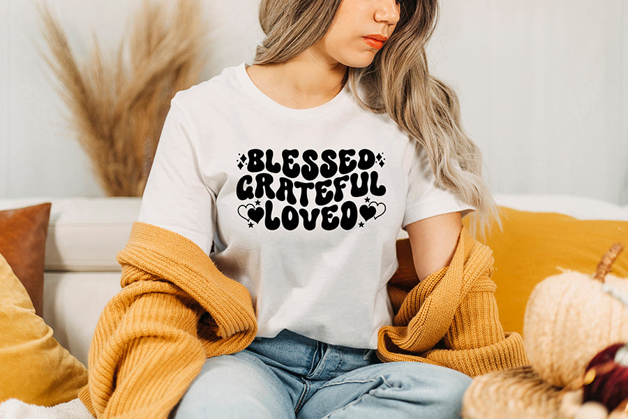 Blessed Grateful Loved, Retro Thanksgiving SVG