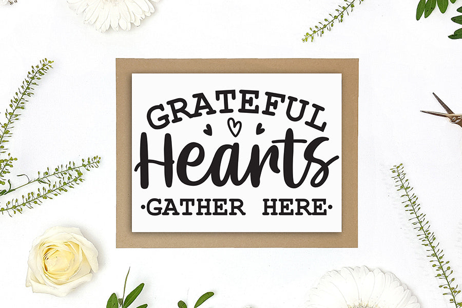 Grateful Hearts Gather Here, Thanksgiving Sign SVG