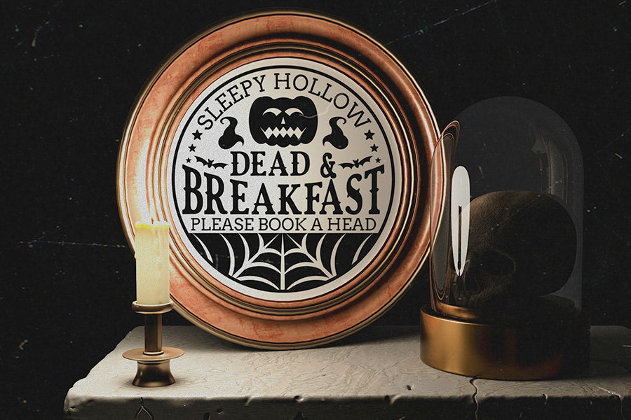 Dead & Breakfast Cut File | Halloween Round Sign SVG