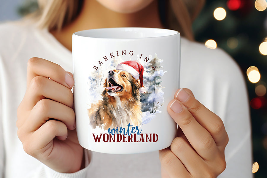 Barking in a Winter Wonderland, Funny Christmas Dog PNG