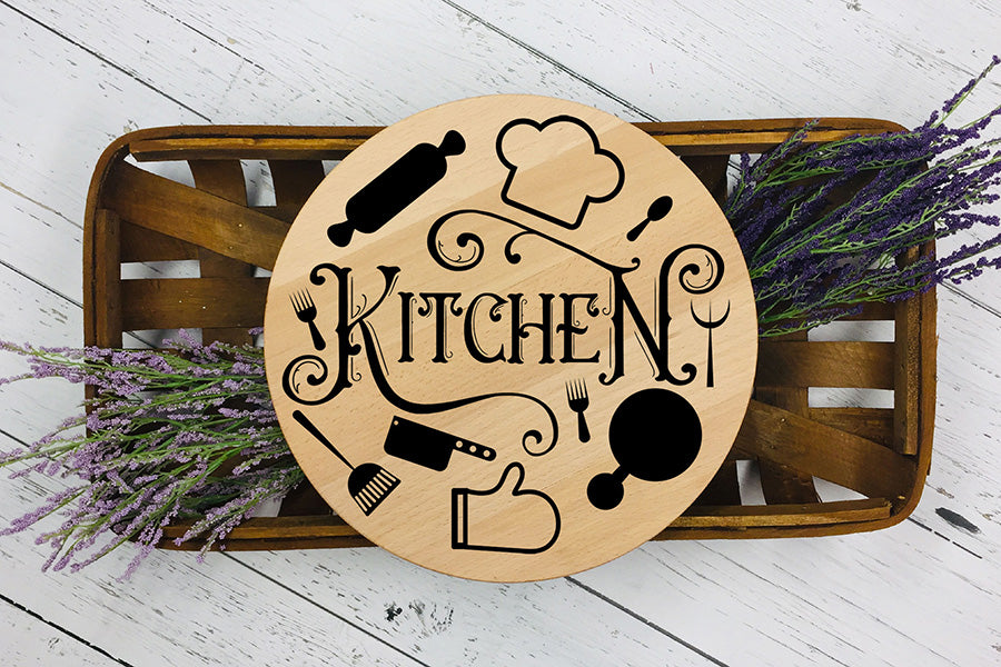 Vintage Style Round Kitchen Sign SVG Design