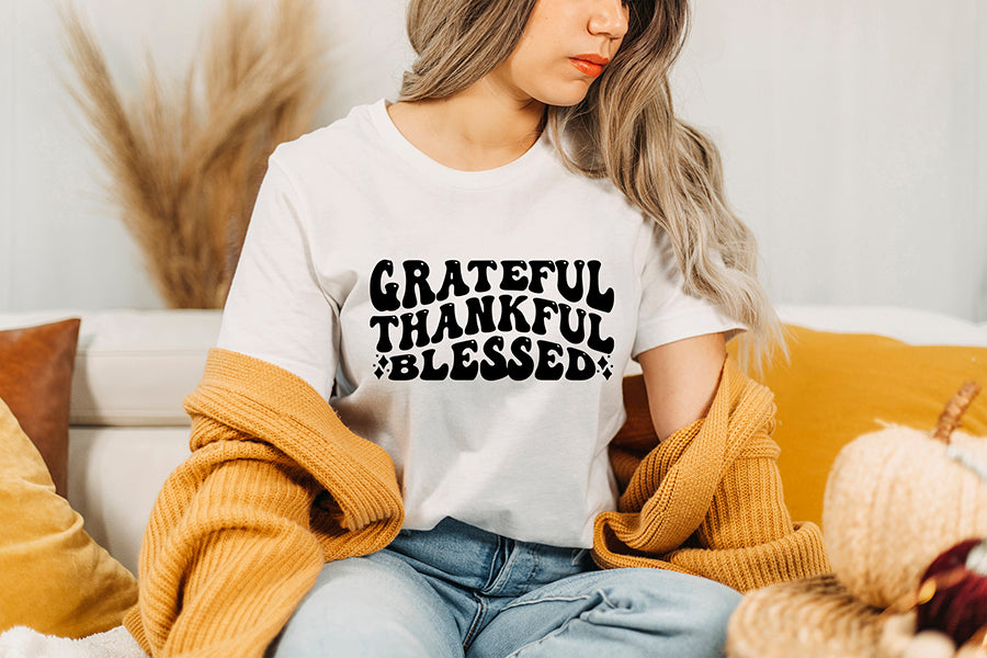 Grateful Thankful Blessed | Retro Thanksgiving SVG