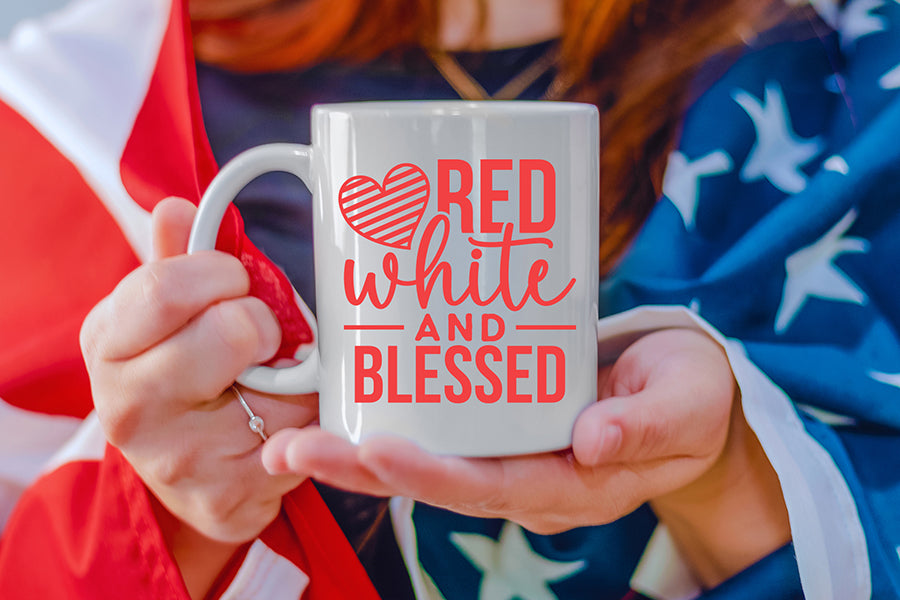 4th of July SVG Design, Red White and Blessed