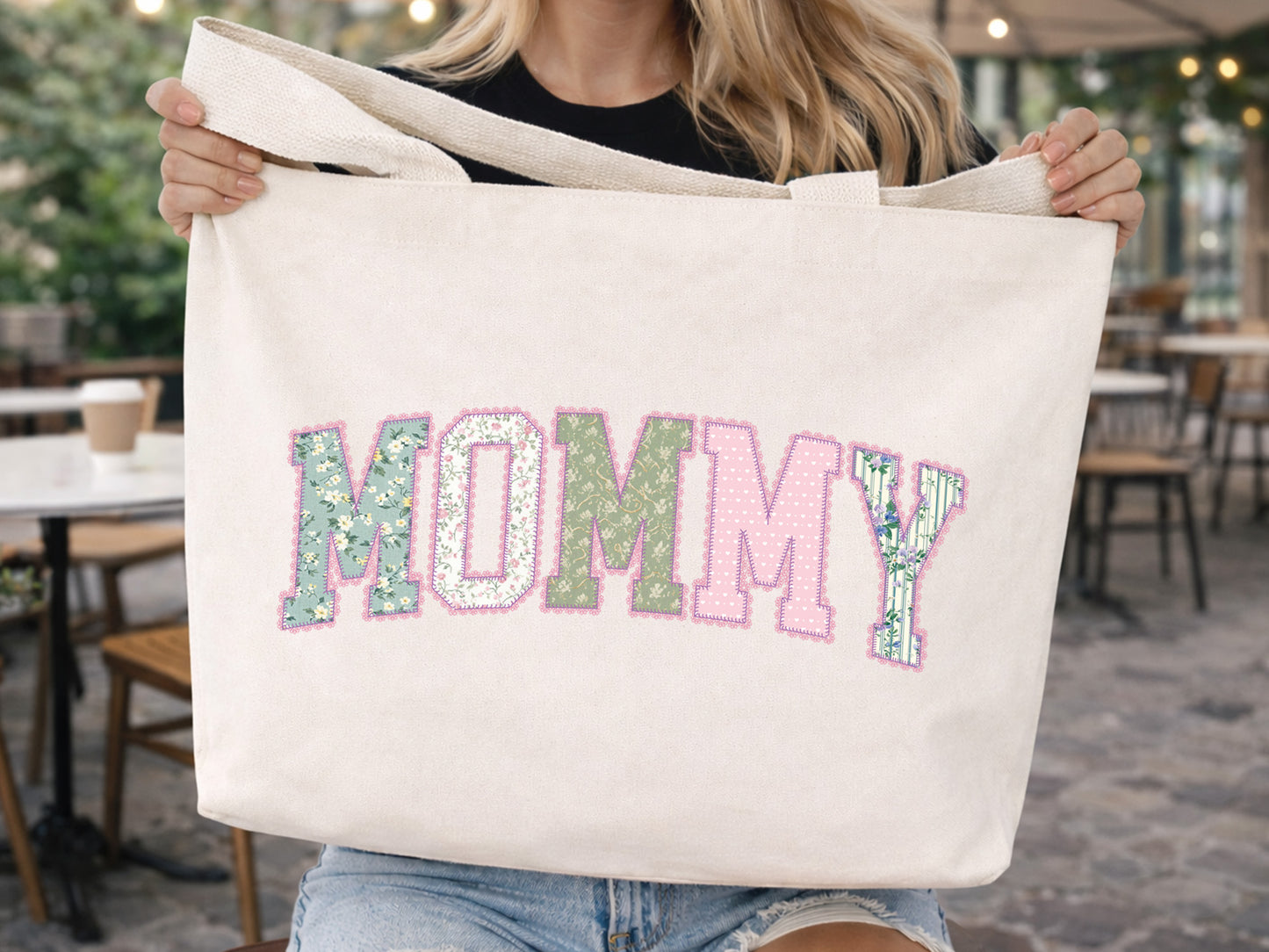 Patchwork Dainty Lace Mommy PNG Design