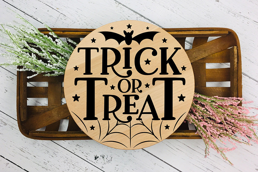 Halloween Round Sign SVG, Trick or Treat SVG