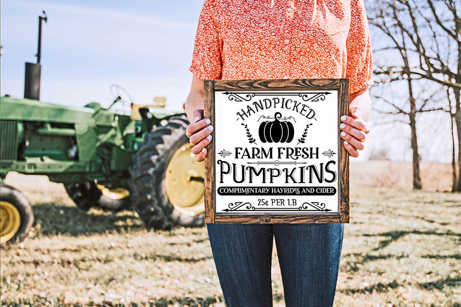 Vintage Fall Sign SVG, Farm Fresh Pumpkins Cut File