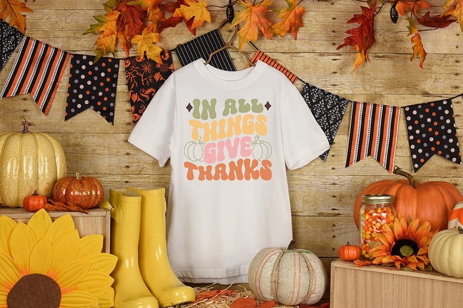 In All Things Give Thanks Retro SVG