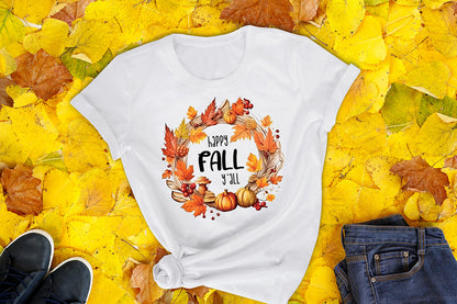 Fall Sublimation Design, Happy Fall Y'all PNG