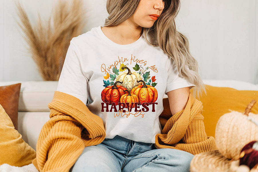Pumpkin Kisses and Harvest Wishes - Thanksgiving PNG