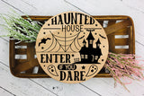 Halloween Round Sign SVG - Haunted House SVG