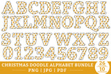 Christmas Doodle Alphabet PNG Bundle