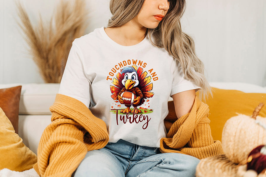 Touchdowns and Turkey - Thanksgiving PNG Sublimation