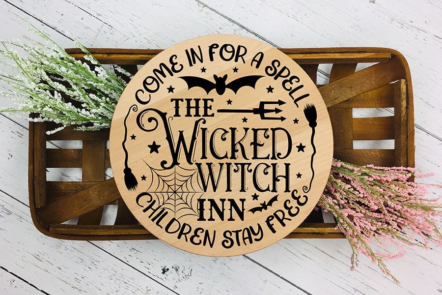 Halloween Round Sign SVG, Wicked Witch Inn Cut File