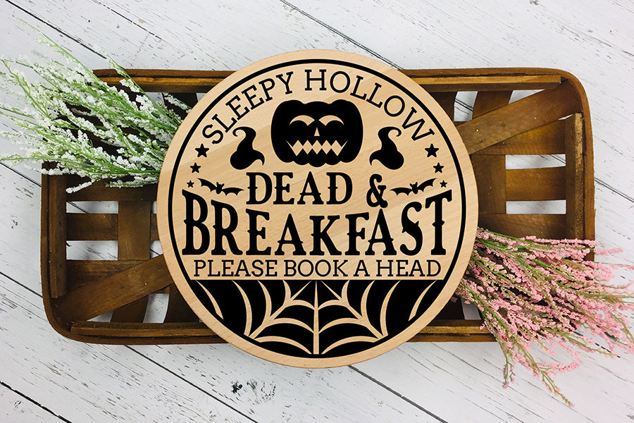 Dead & Breakfast Cut File | Halloween Round Sign SVG