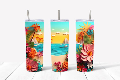 3D Summer Tumbler Wrap Sublimation