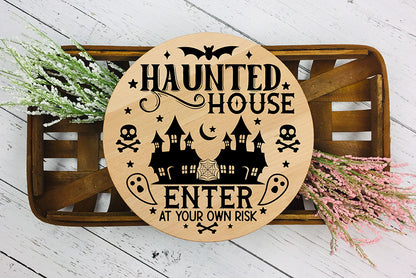 Halloween Round Sign SVG | Haunted House SVG