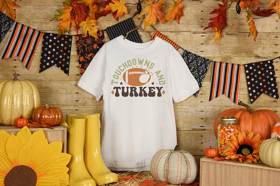 Touchdowns and Turkey - Retro Thanksgiving SVG