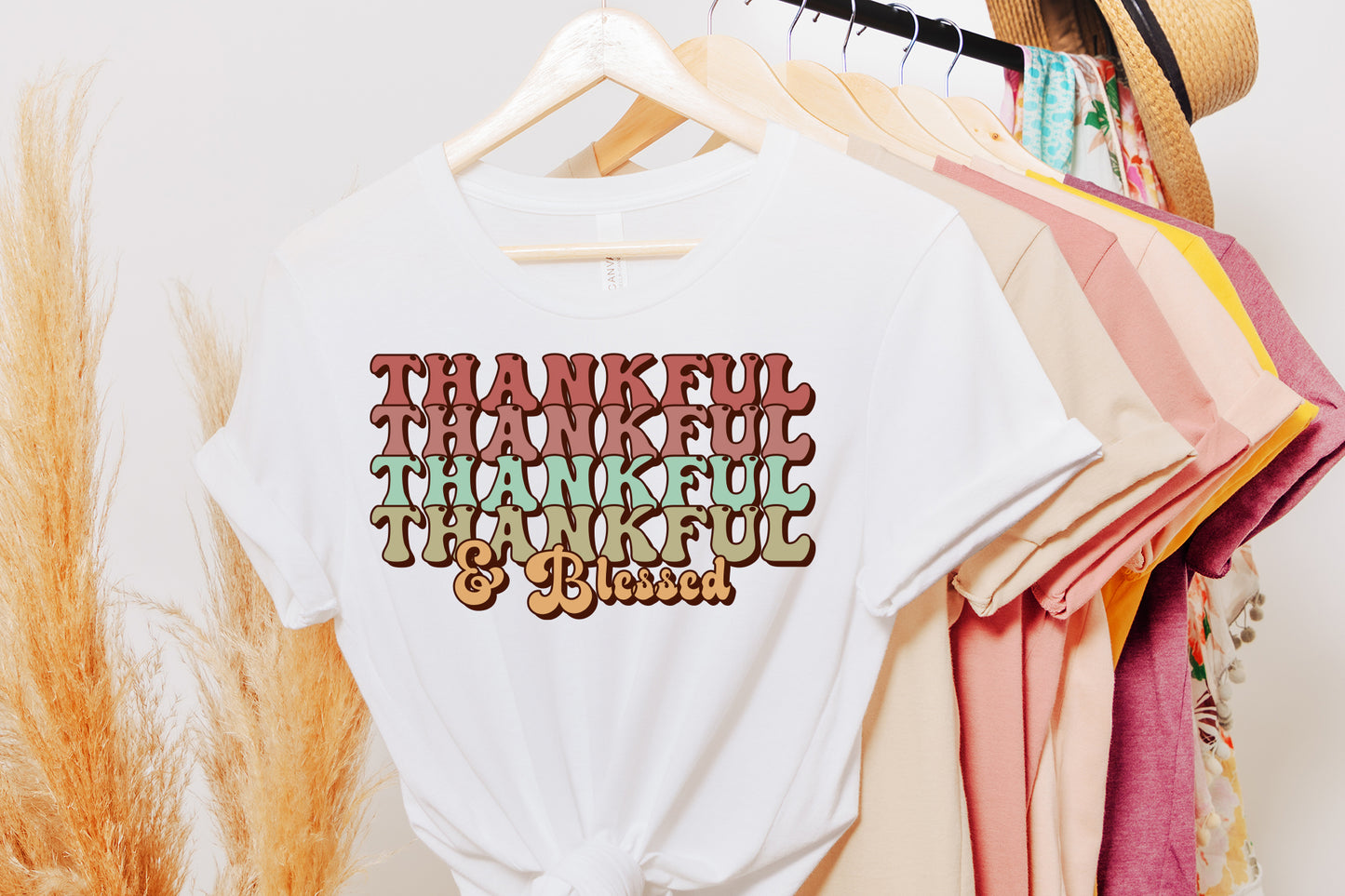 Thankful & Blessed | Retro Thanksgiving PNG