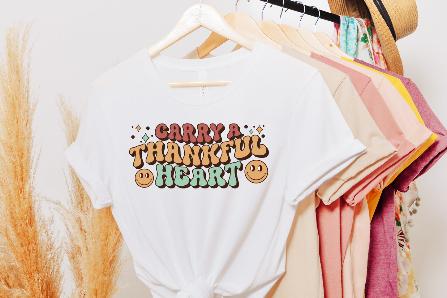 Carry a Thankful Heart, Retro Thanksgiving PNG