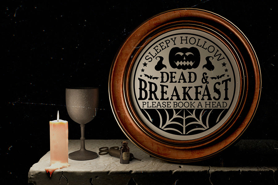 Dead & Breakfast Cut File | Halloween Round Sign SVG