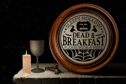 Dead & Breakfast Cut File | Halloween Round Sign SVG