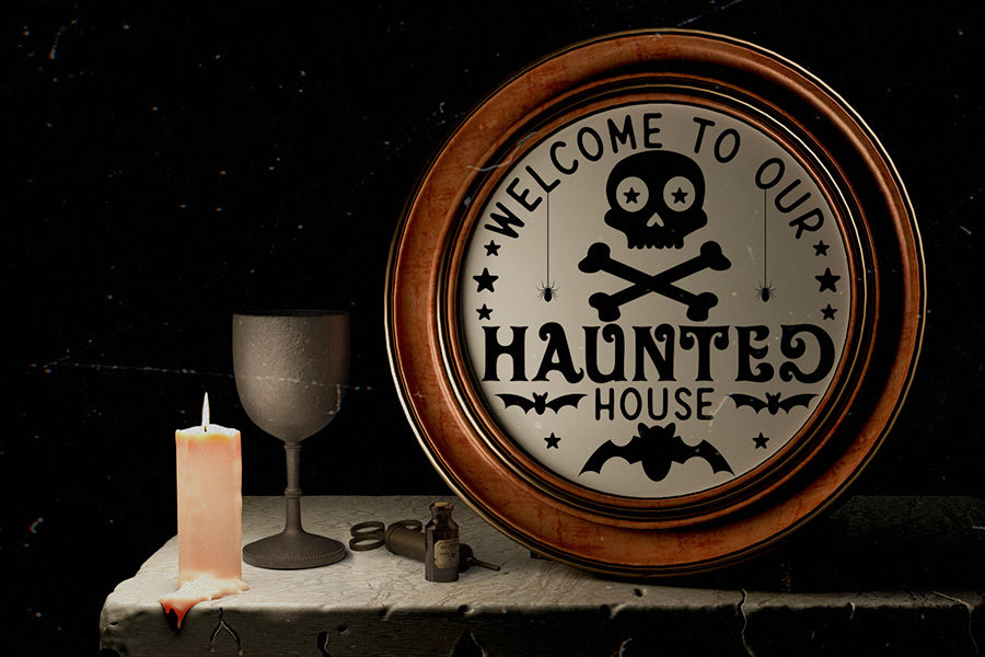 Halloween Round Sign SVG, Welcome To Our Haunted House SVG