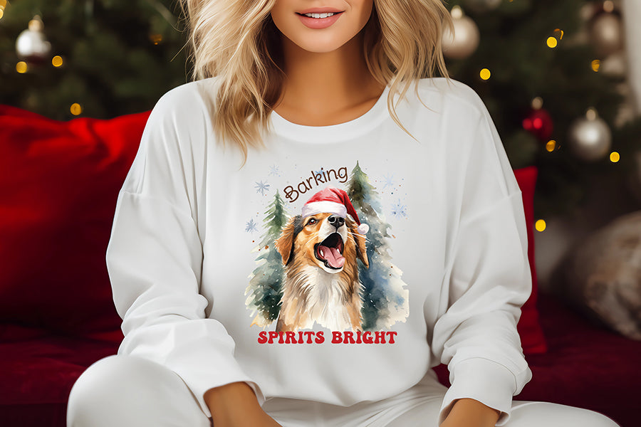 Barking Spirits Bright, Funny Christmas Dog Sublimation