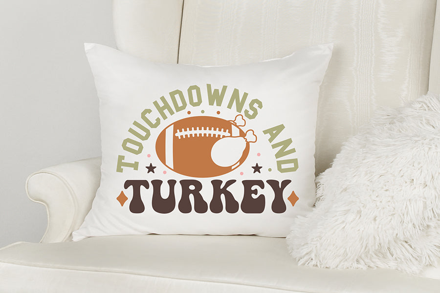 Touchdowns and Turkey - Retro Thanksgiving SVG